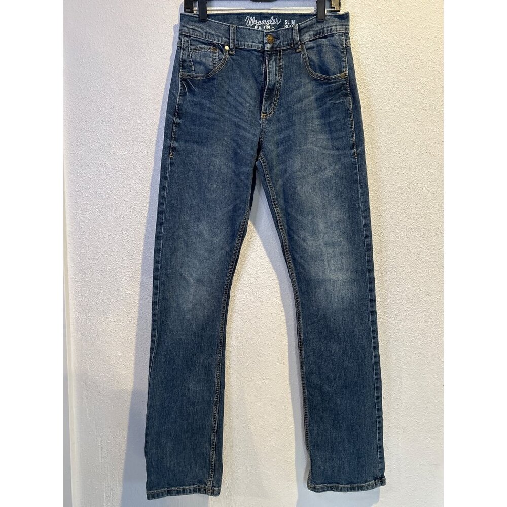 Wrangler Retro Jeans Mens 30x35 Slim Bootcut Cowboy Pants Stretch Denim